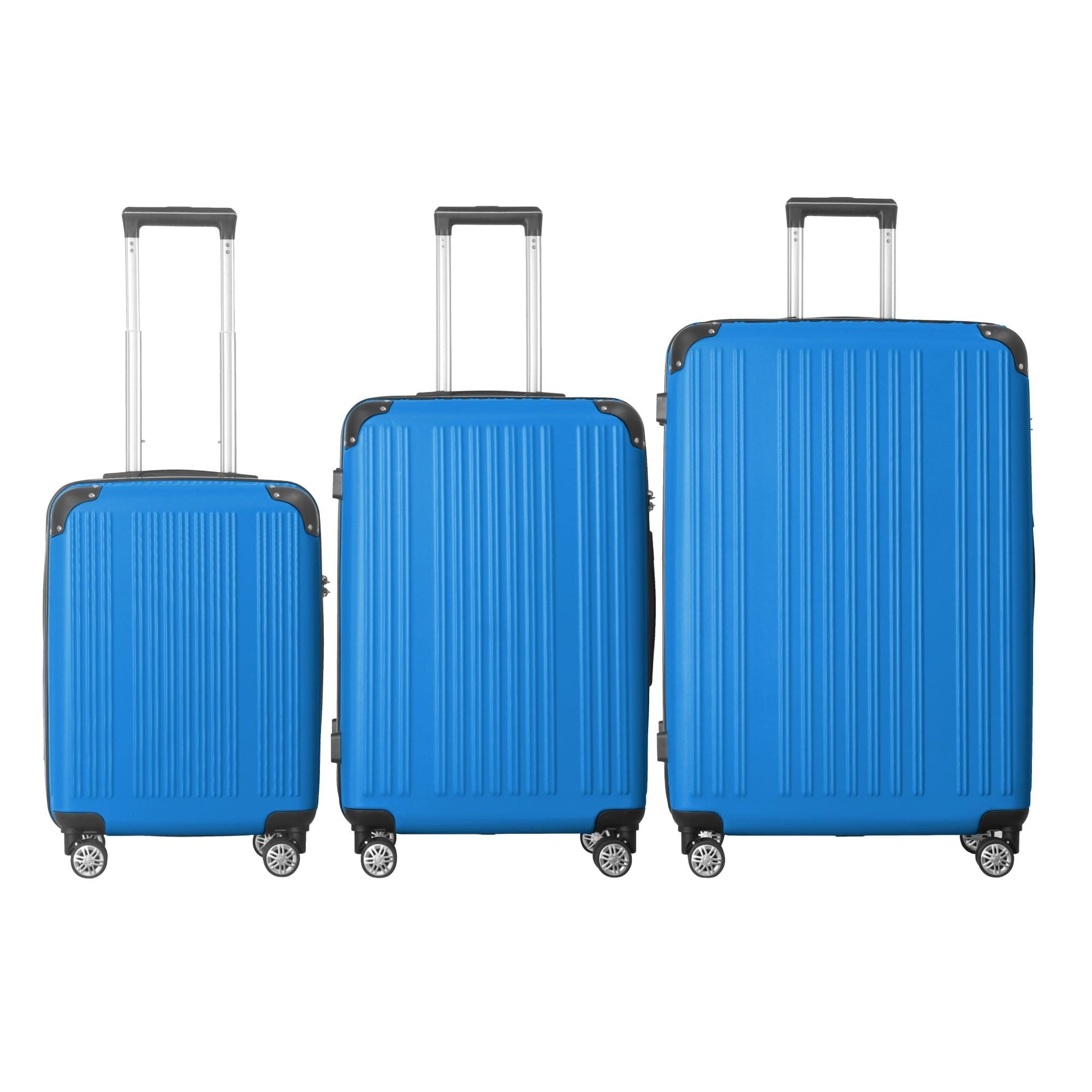 3-Piece Lightweight ABS Hardshell Luggage Set (20", 24", 26") in Deep Blue with Spinner Wheels, TSA Lock, and Adjustable Telescopic Handle - Durable Travel Suitcases - Renee Lane Company