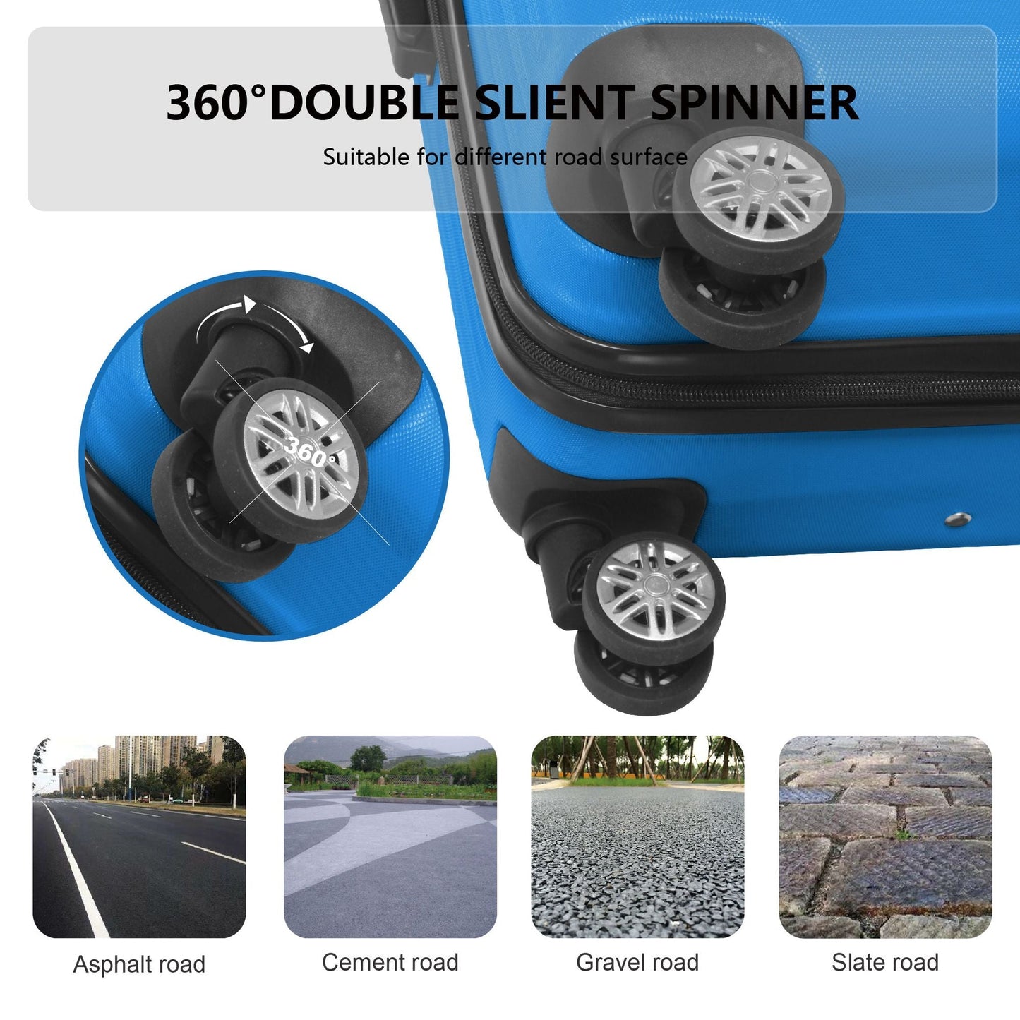 3-Piece Lightweight ABS Hardshell Luggage Set (20", 24", 26") in Deep Blue with Spinner Wheels, TSA Lock, and Adjustable Telescopic Handle - Durable Travel Suitcases - Renee Lane Company