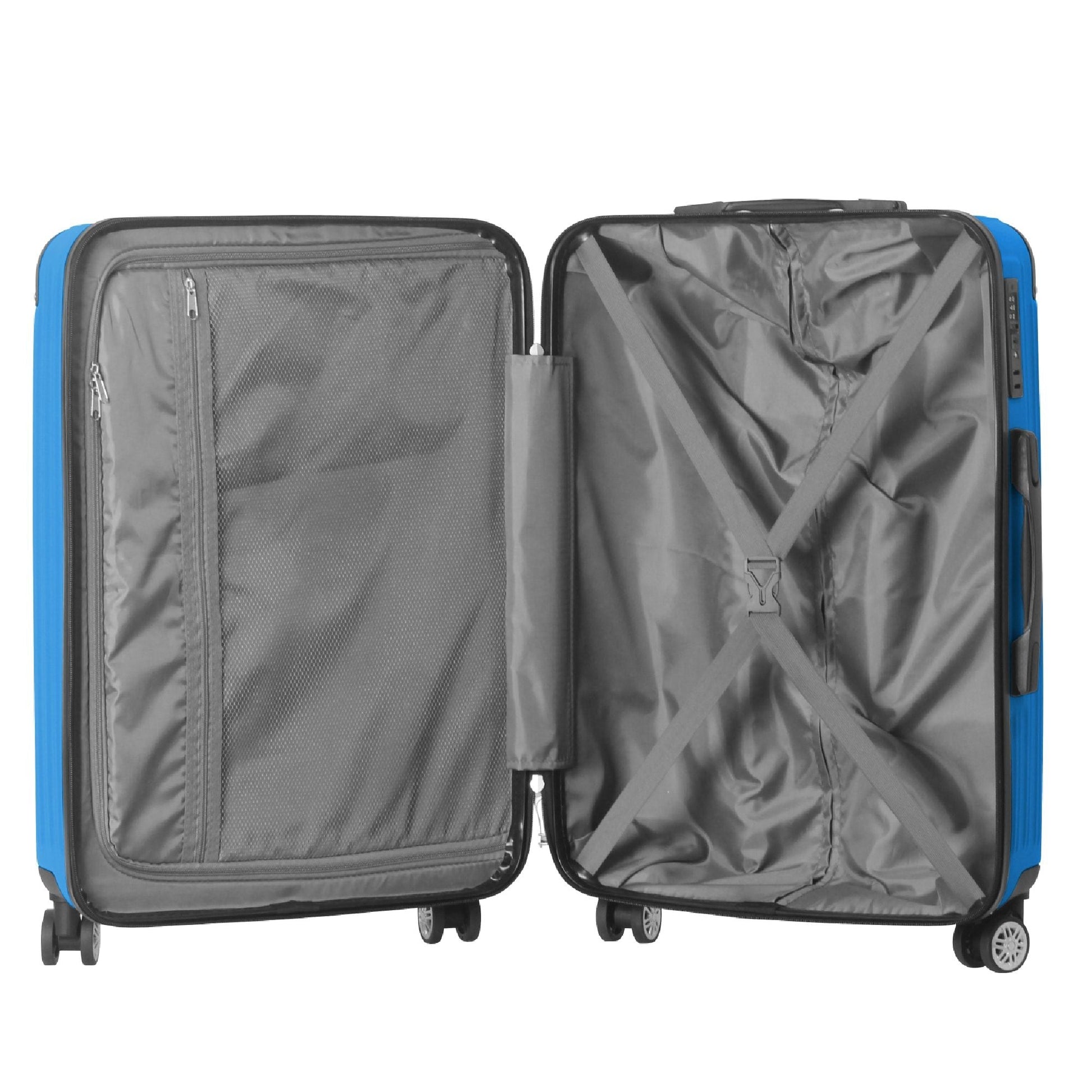 3-Piece Lightweight ABS Hardshell Luggage Set (20", 24", 26") in Deep Blue with Spinner Wheels, TSA Lock, and Adjustable Telescopic Handle - Durable Travel Suitcases - Renee Lane Company