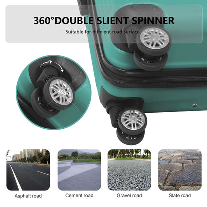 3-Piece Lightweight ABS Hardshell Luggage Set (20", 24", 26") in Fresh Green with Spinner Wheels, TSA Lock, and Adjustable Telescopic Handle - Durable Travel Suitcases - Renee Lane Company