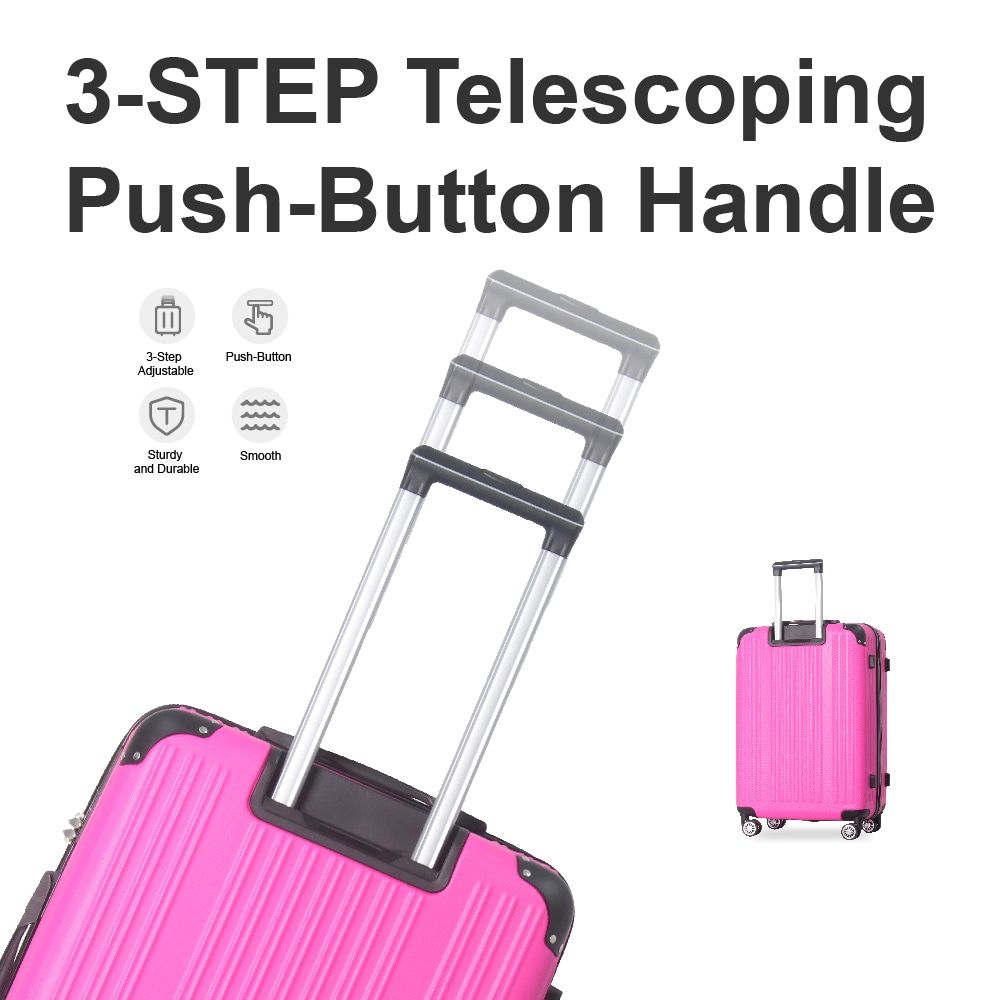 3-Piece Lightweight ABS Hardshell Luggage Set (20", 24", 26") in Honey Powder with Spinner Wheels, TSA Lock, and Adjustable Telescopic Handle - Durable Travel Suitcases - Renee Lane Company