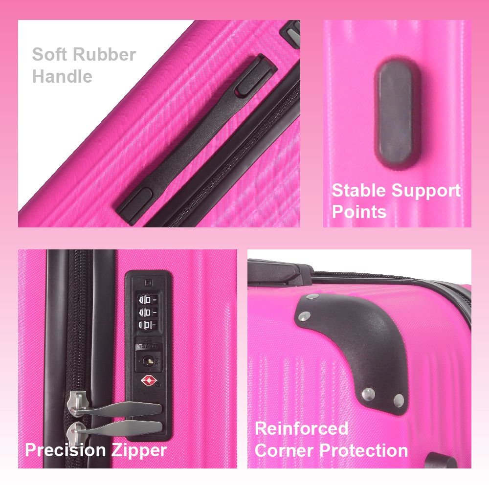 3-Piece Lightweight ABS Hardshell Luggage Set (20", 24", 26") in Honey Powder with Spinner Wheels, TSA Lock, and Adjustable Telescopic Handle - Durable Travel Suitcases - Renee Lane Company