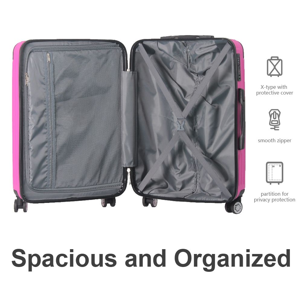 3-Piece Lightweight ABS Hardshell Luggage Set (20", 24", 26") in Honey Powder with Spinner Wheels, TSA Lock, and Adjustable Telescopic Handle - Durable Travel Suitcases - Renee Lane Company