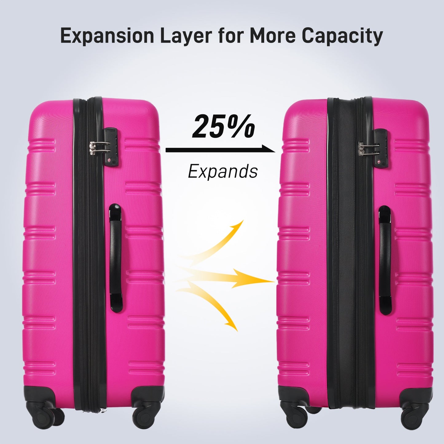 3 Piece Luggage Set Hardside Spinner Suitcase with TSA Lock 20" 24" 28" Available - Renee Lane Company