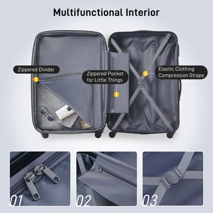 3 Piece Luggage Set Hardside Spinner Suitcase with TSA Lock 20" 24" 28" Available - Renee Lane Company