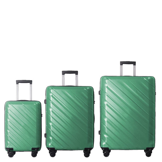 3-Piece Luggage Sets (20", 24", 28"), Suitcase with Wheels, Hardside Suitcase With Four Spinner Wheels and Scratch-Resistant Surface, Green - Renee Lane Company