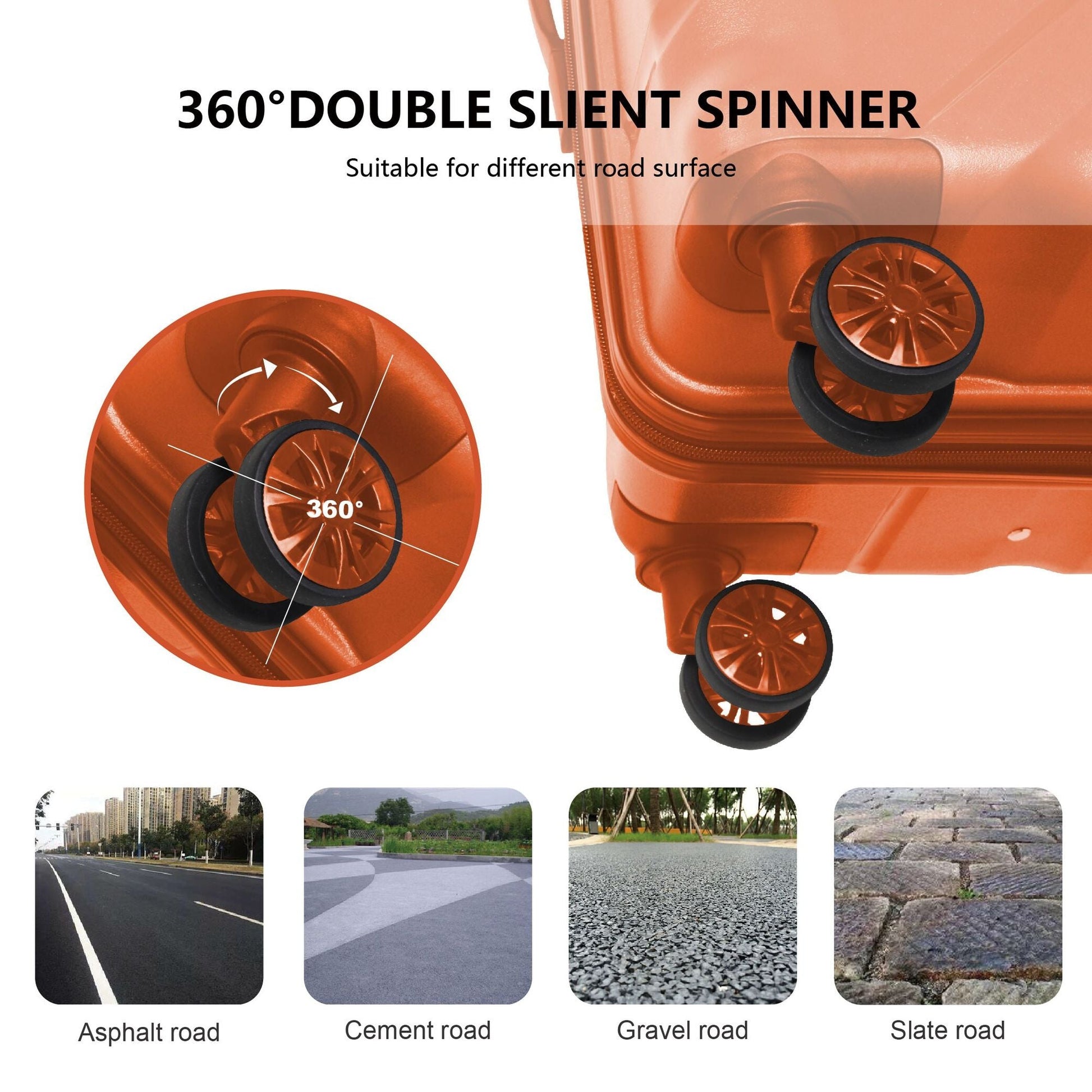 3-Piece Luggage Sets (20", 24", 28"), Suitcase with Wheels, Hardside Suitcase With Four Spinner Wheels and Scratch-Resistant Surface, Orange - Renee Lane Company