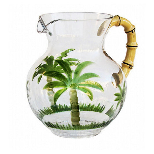 3 Quarts Water Pitcher with Lid, Palm Tree Design Unbreakable Plastic Pitcher, Drink Pitcher, Juice Pitcher with Spout BPA Free - Renee Lane Company