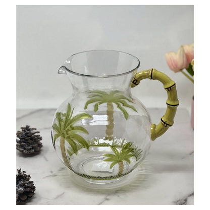 3 Quarts Water Pitcher with Lid, Palm Tree Design Unbreakable Plastic Pitcher, Drink Pitcher, Juice Pitcher with Spout BPA Free - Renee Lane Company