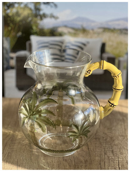 3 Quarts Water Pitcher with Lid, Palm Tree Design Unbreakable Plastic Pitcher, Drink Pitcher, Juice Pitcher with Spout BPA Free - Renee Lane Company