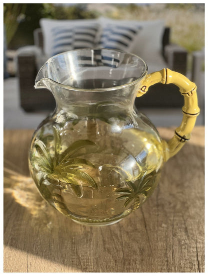 3 Quarts Water Pitcher with Lid, Palm Tree Design Unbreakable Plastic Pitcher, Drink Pitcher, Juice Pitcher with Spout BPA Free - Renee Lane Company