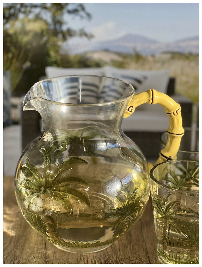 3 Quarts Water Pitcher with Lid, Palm Tree Design Unbreakable Plastic Pitcher, Drink Pitcher, Juice Pitcher with Spout BPA Free - Renee Lane Company