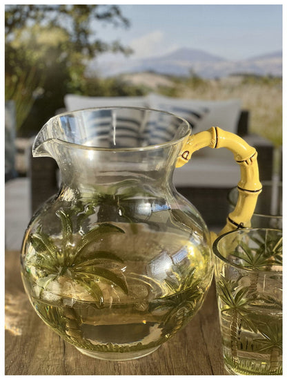 3 Quarts Water Pitcher with Lid, Palm Tree Design Unbreakable Plastic Pitcher, Drink Pitcher, Juice Pitcher with Spout BPA Free - Renee Lane Company