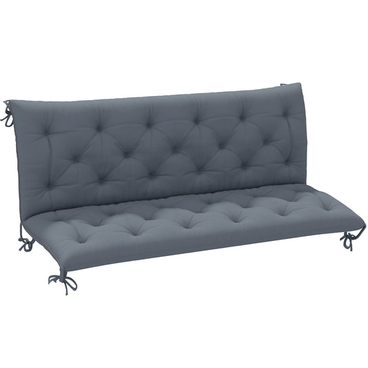 3 Seater Outdoor Seat Pads Bench Swing Chair Replacement Cushions Backrest for Patio Garden, Dark Grey - Renee Lane Company
