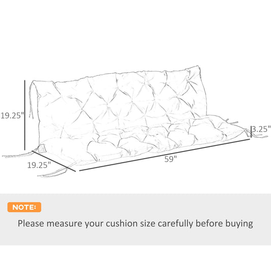 3 Seater Outdoor Seat Pads Bench Swing Chair Replacement Cushions Backrest for Patio Garden, Dark Grey - Renee Lane Company