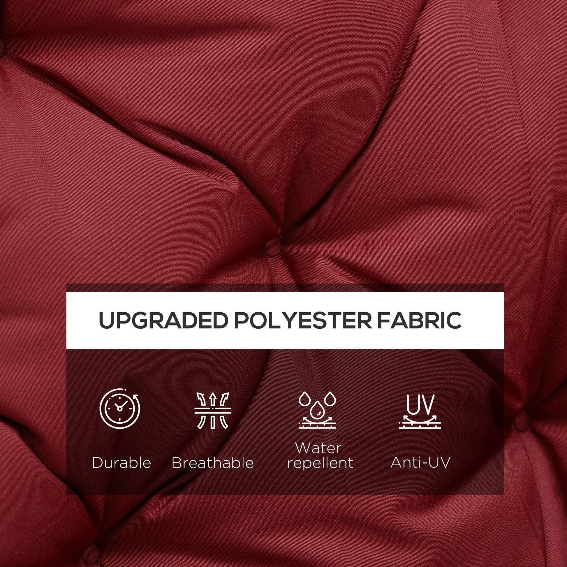 3 Seater Outdoor Swing Cushions with Backrest, Replacement Cushions for Patio Furniture, Wine Red - Renee Lane Company