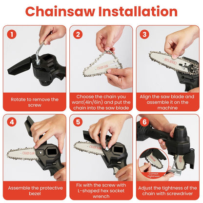 3-in-1 Cordless Electric Pole Saw & Mini Chainsaw & Grass Trimmer Kit with Adjustable Length 2Pcs 21V 1500mAh Batteries 4in/6in Chains Saw Blade 5Pcs Plastic Blades - Renee Lane Company
