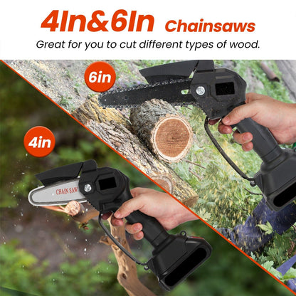 3-in-1 Cordless Electric Pole Saw & Mini Chainsaw & Grass Trimmer Kit with Adjustable Length 2Pcs 21V 1500mAh Batteries 4in/6in Chains Saw Blade 5Pcs Plastic Blades - Renee Lane Company