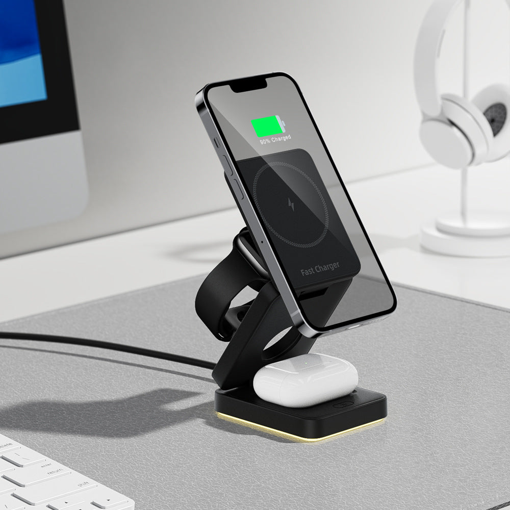 3 in 1 Wireless Charger Magnetic Foldable Charger For iphone charger power Adapter Charging Stand & Holder - Renee Lane Company