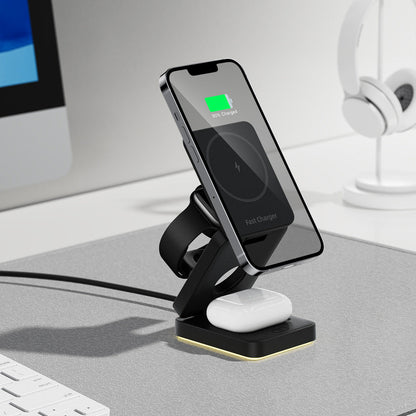 3 in 1 Wireless Charger Magnetic Foldable Charger For iphone charger power Adapter Charging Stand & Holder - Renee Lane Company