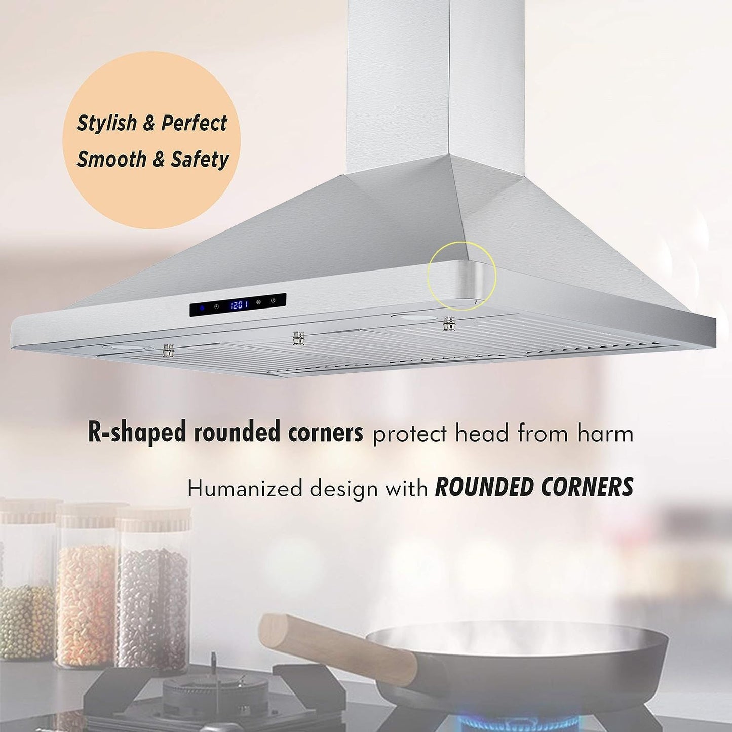 30/36 inch Range Hood 700CFM Wall Mount Stainless Steel Touch Control 3-speed Stove Vent - Renee Lane Company