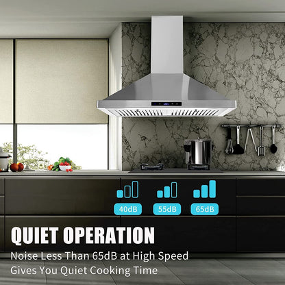 30/36 inch Range Hood 700CFM Wall Mount Stainless Steel Touch Control 3-speed Stove Vent - Renee Lane Company