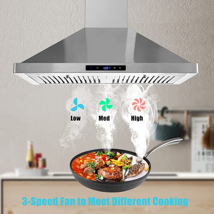30/36 inch Range Hood 700CFM Wall Mount Stainless Steel Touch Control 3-speed Stove Vent - Renee Lane Company