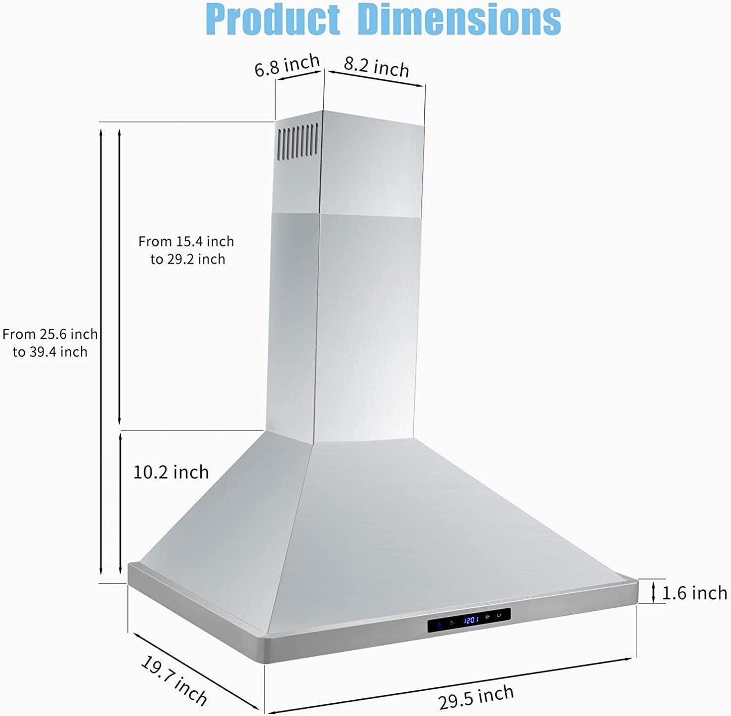 30/36 inch Range Hood 700CFM Wall Mount Stainless Steel Touch Control 3-speed Stove Vent - Renee Lane Company