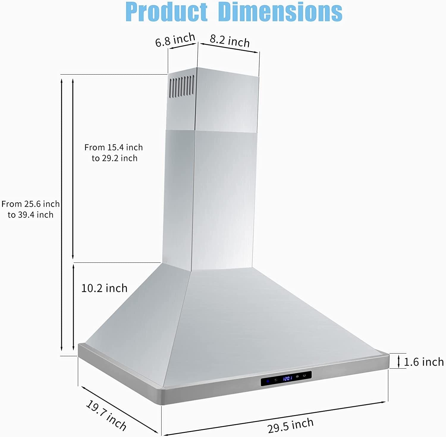 30/36 inch Range Hood 700CFM Wall Mount Stainless Steel Touch Control 3-speed Stove Vent - Renee Lane Company