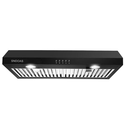 30 inch Kitchen Under Cabinet Range Hood 3-Speed 600CFM Vent w/LEDs Silver/Black - Renee Lane Company