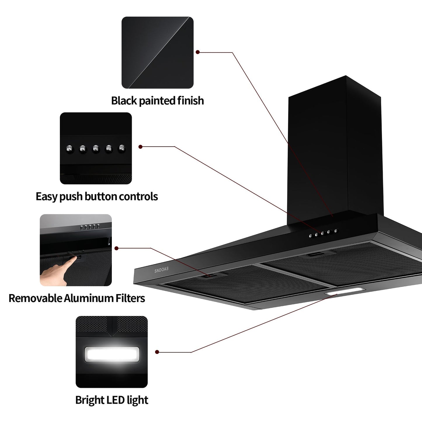 30 inch Wall Mount Range Hood Kitchen Exhaust Stove Vent 350CFM Mechanical Control - Renee Lane Company
