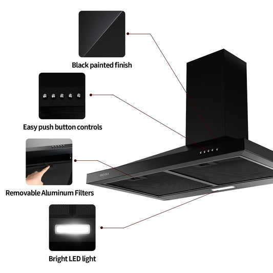 30 inch Wall Mount Range Hood Kitchen Exhaust Stove Vent 350CFM Mechanical Control - Renee Lane Company