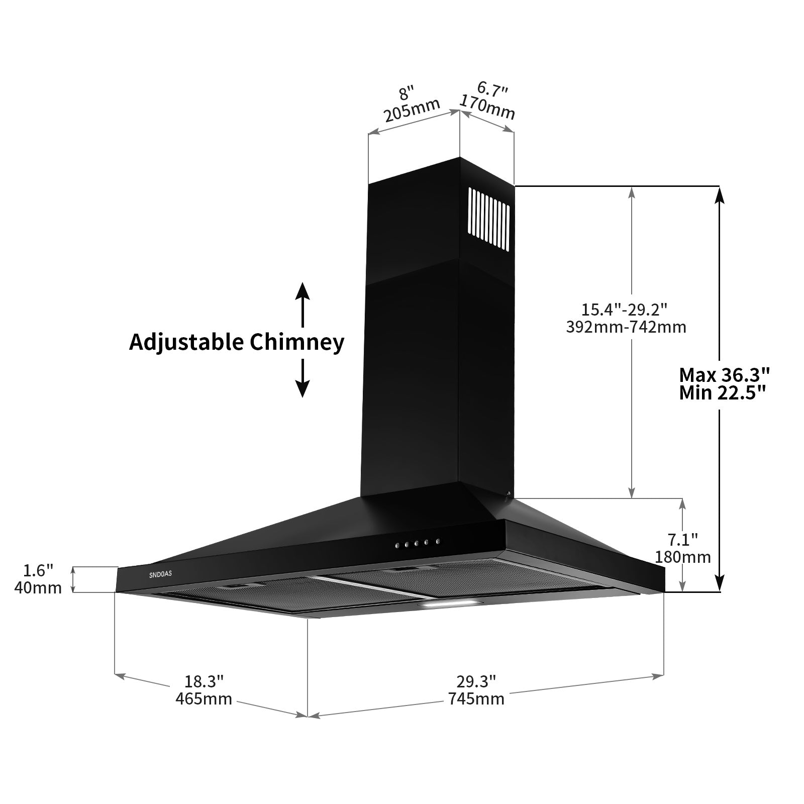 30 inch Wall Mount Range Hood Kitchen Exhaust Stove Vent 350CFM Mechanical Control - Renee Lane Company