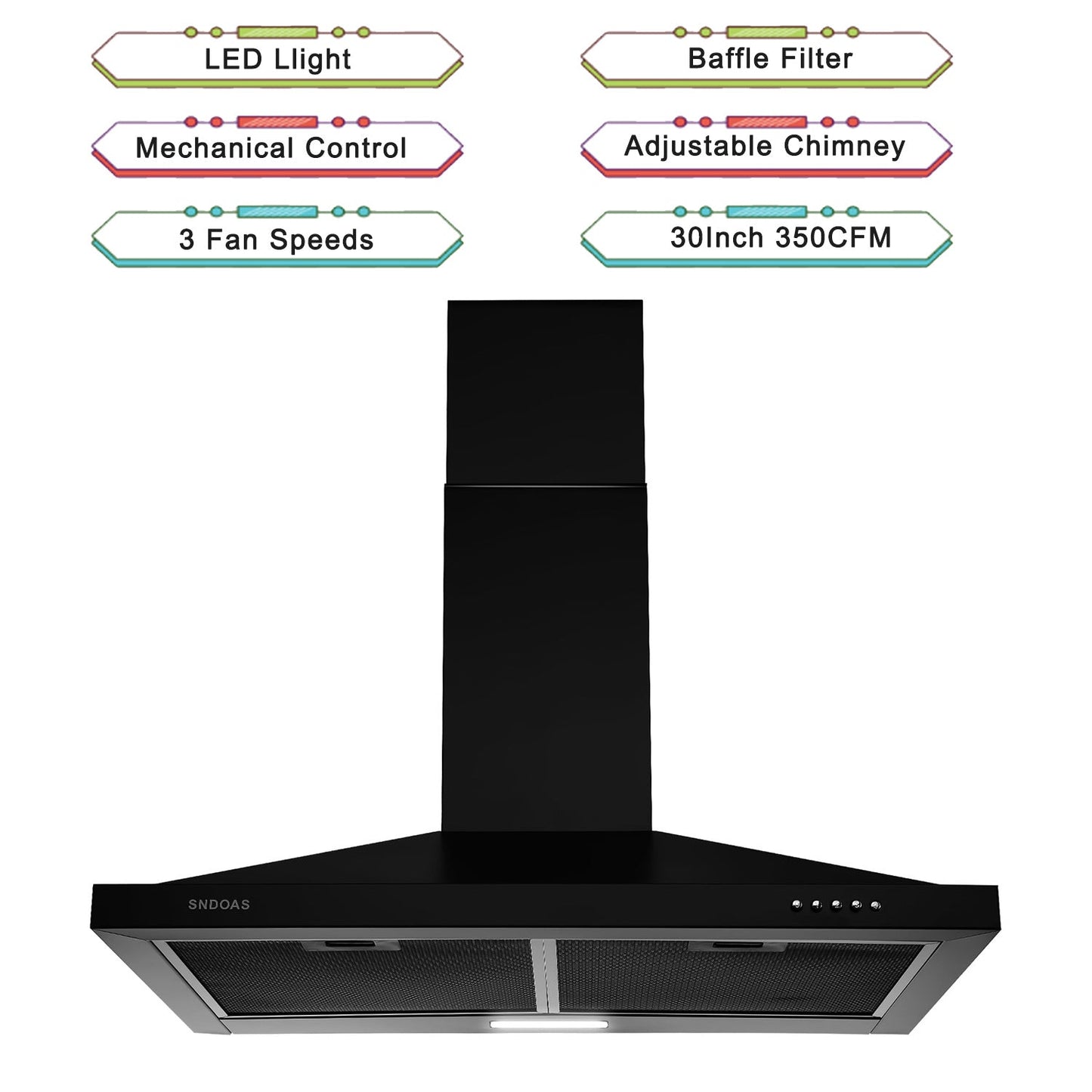 30 inch Wall Mount Range Hood Kitchen Exhaust Stove Vent 350CFM Mechanical Control - Renee Lane Company