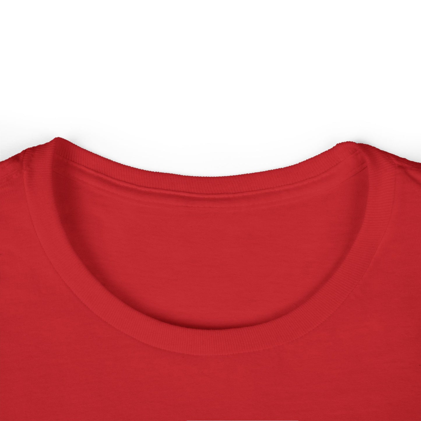 Red crew-neck T-shirt neckline and upper chest