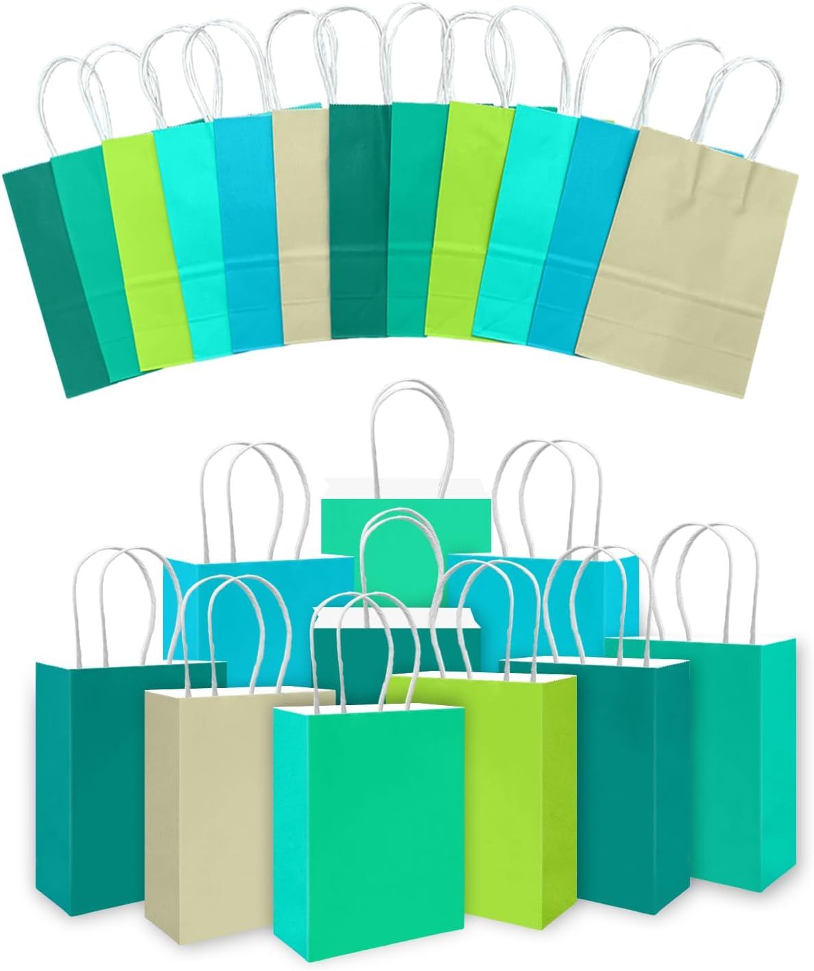 30PCS Medium Gift Bag with Handles Bulk 11"x5"x8" Gift Bags Green Lotus Purple Bags Multiple Uses (Medium Size) - Renee Lane Company