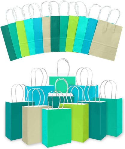 30PCS Medium Gift Bag with Handles Bulk 11"x5"x8" Gift Bags Green Lotus Purple Bags Multiple Uses (Medium Size) - Renee Lane Company