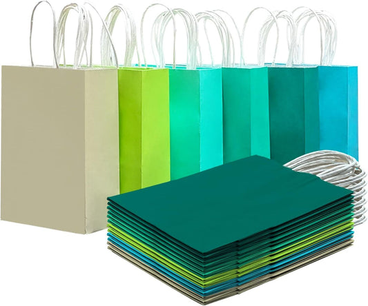 30PCS Medium Gift Bag with Handles Bulk 11"x5"x8" Gift Bags Green Lotus Purple Bags Multiple Uses (Medium Size) - Renee Lane Company