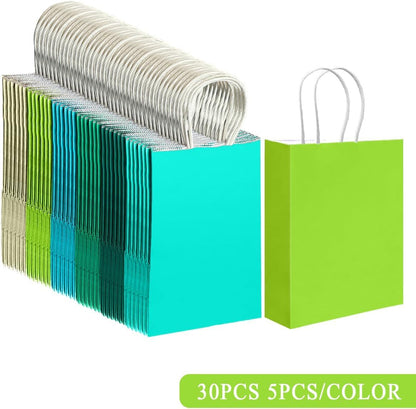 30PCS Medium Gift Bag with Handles Bulk 11"x5"x8" Gift Bags Green Lotus Purple Bags Multiple Uses (Medium Size) - Renee Lane Company