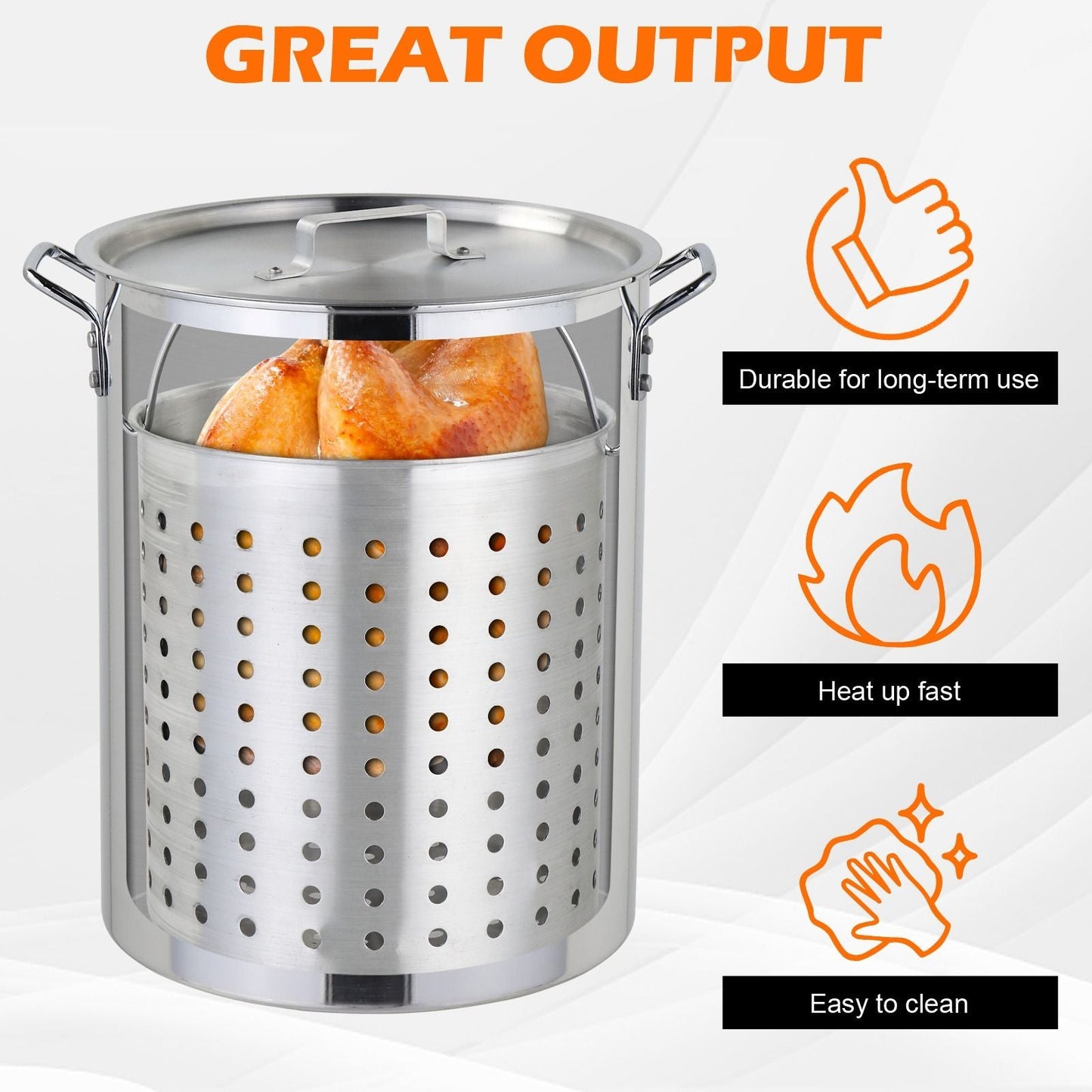 30QT Propane Turkey Fryer Set Silver Aluminum Pot with Black Round Iron Stand Outdoor Gas Deep Fryer Kit for Frying Turkey Seafood and Boiling Crawfish Backyard Cooking Equipment - Renee Lane Company
