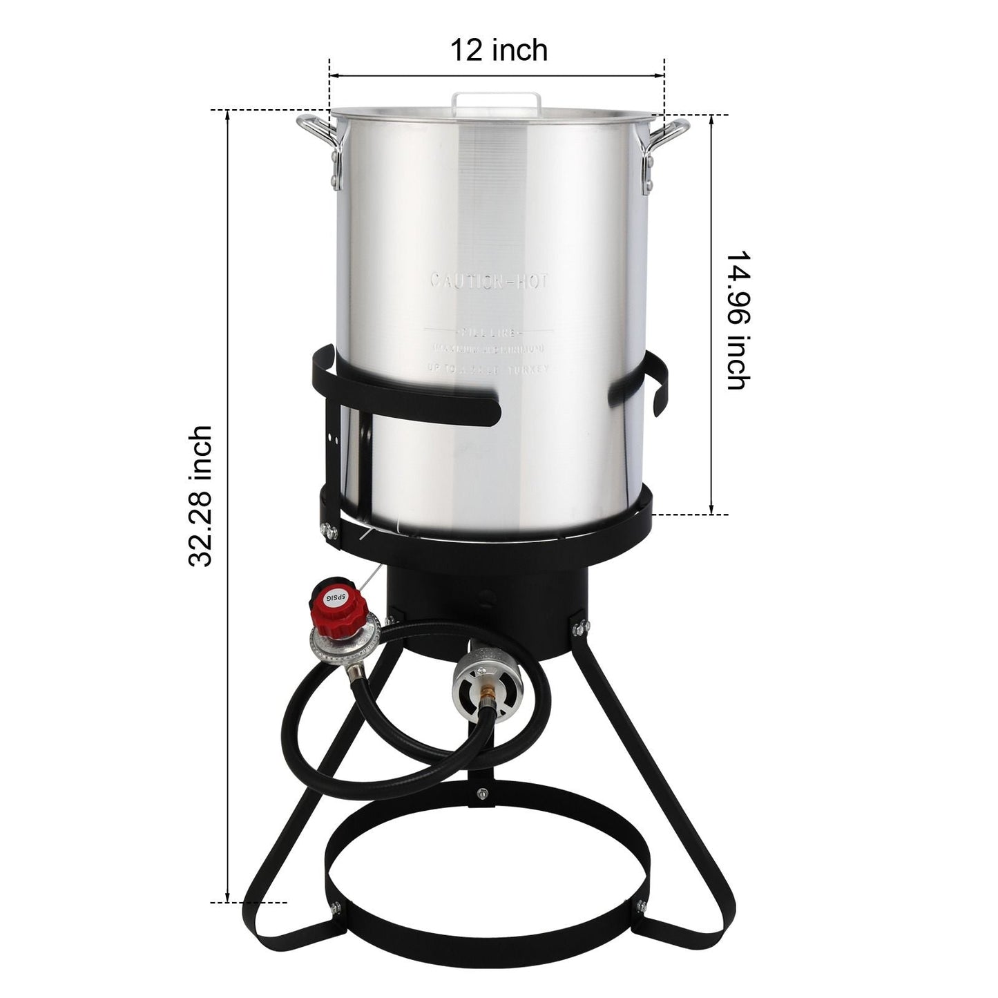 30QT Propane Turkey Fryer Set Silver Aluminum Pot with Black Round Iron Stand Outdoor Gas Deep Fryer Kit for Frying Turkey Seafood and Boiling Crawfish Backyard Cooking Equipment - Renee Lane Company