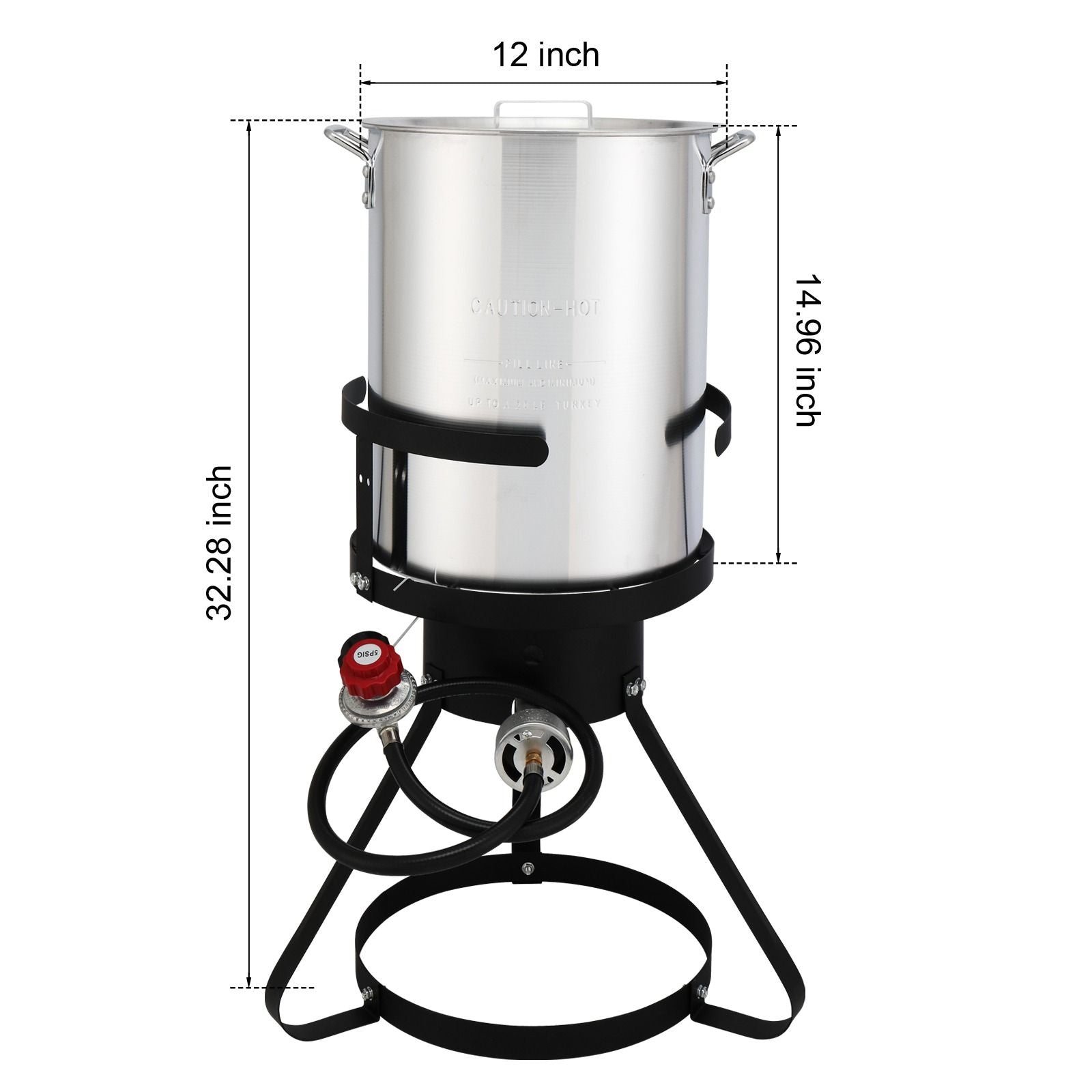 30QT Propane Turkey Fryer Set Silver Aluminum Pot with Black Round Iron Stand Outdoor Gas Deep Fryer Kit for Frying Turkey Seafood and Boiling Crawfish Backyard Cooking Equipment - Renee Lane Company