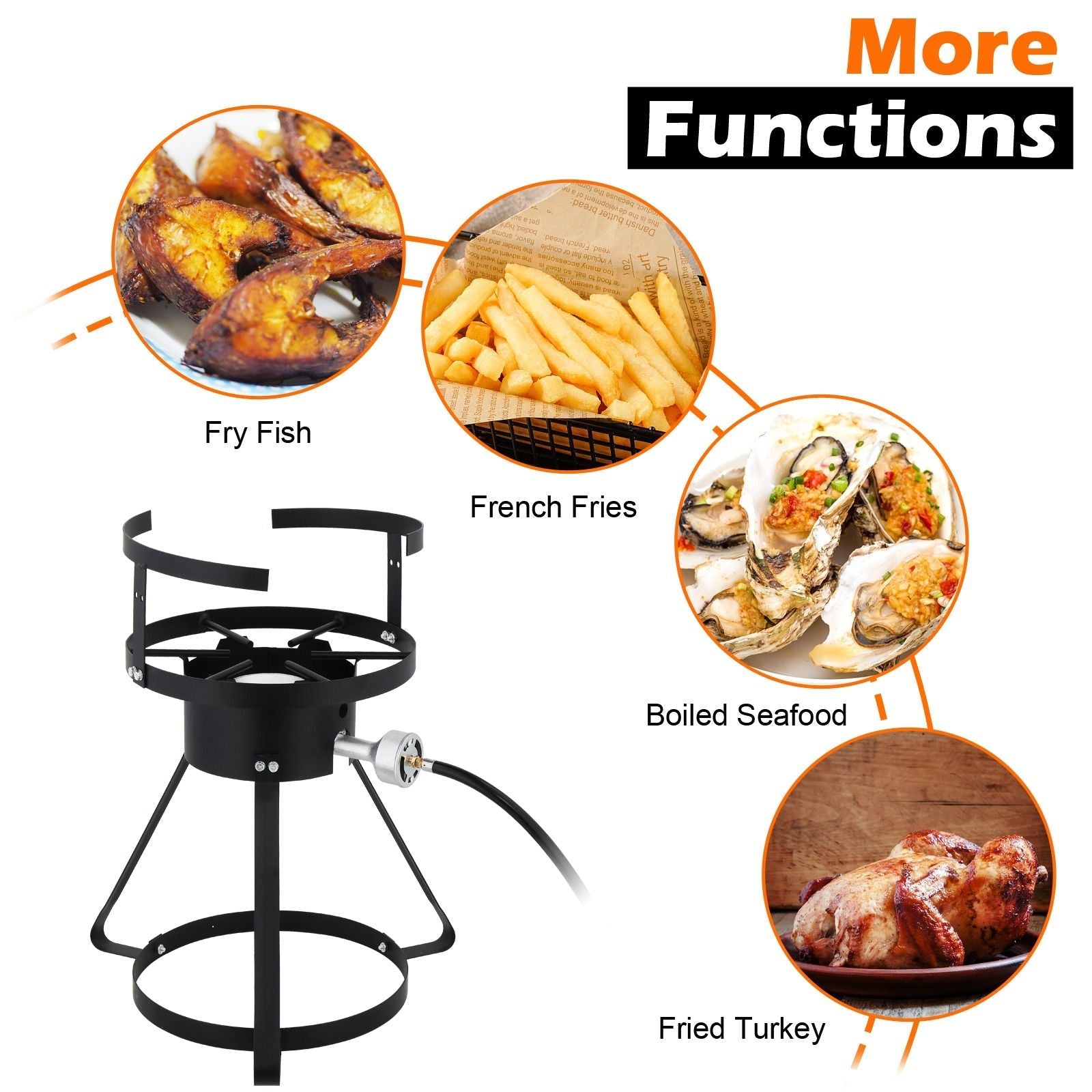 30QT Propane Turkey Fryer Set Silver Aluminum Pot with Black Round Iron Stand Outdoor Gas Deep Fryer Kit for Frying Turkey Seafood and Boiling Crawfish Backyard Cooking Equipment - Renee Lane Company