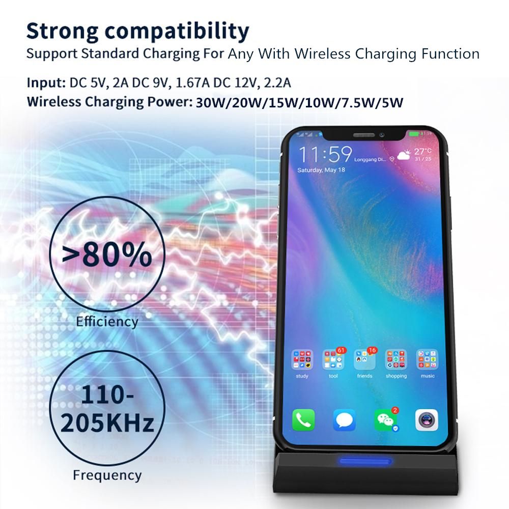 30W Wireless Charger for Samsung S22 S21 Note 20 15W 2 in 1 Fast Charging Stand For iPhone 14 13 12 11 XS XR X 8 Airpods Pro - Renee Lane Company