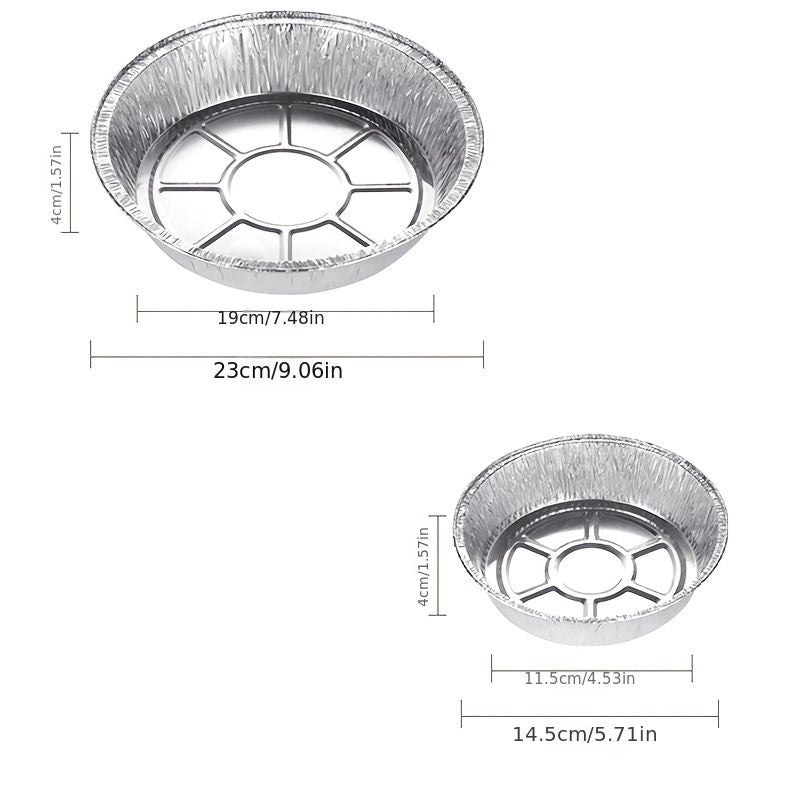 Round aluminum foil liner pan size diagram with circular base and rim dimensions