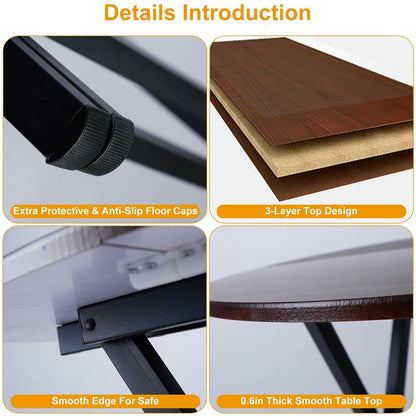 31.5in Round High Top Folding Table 2.6FT Iron Bar Foldable Wooden Dining Desk - Renee Lane Company