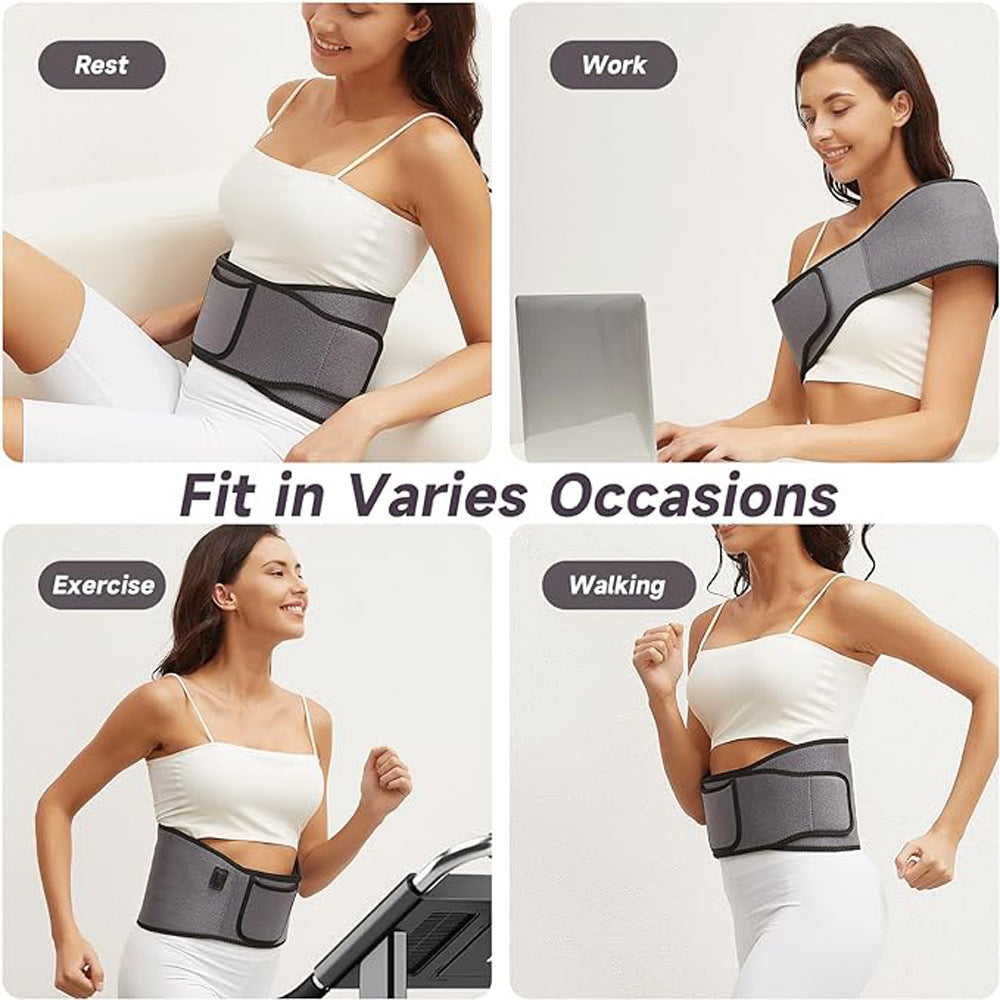 Light therapy belt shown worn on the waist during exercise and walking