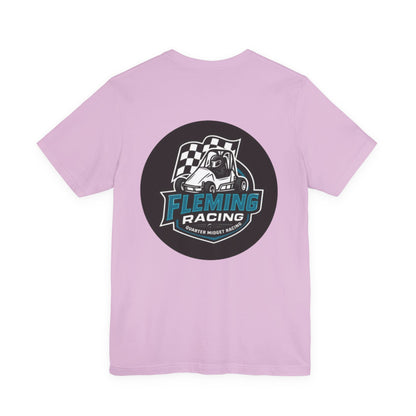 Light pink racing logo T-shirt with large circular chest emblem