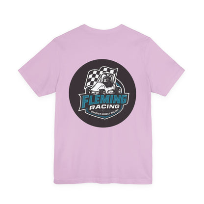 Light pink crewneck T-shirt with Fleming Racing car emblem