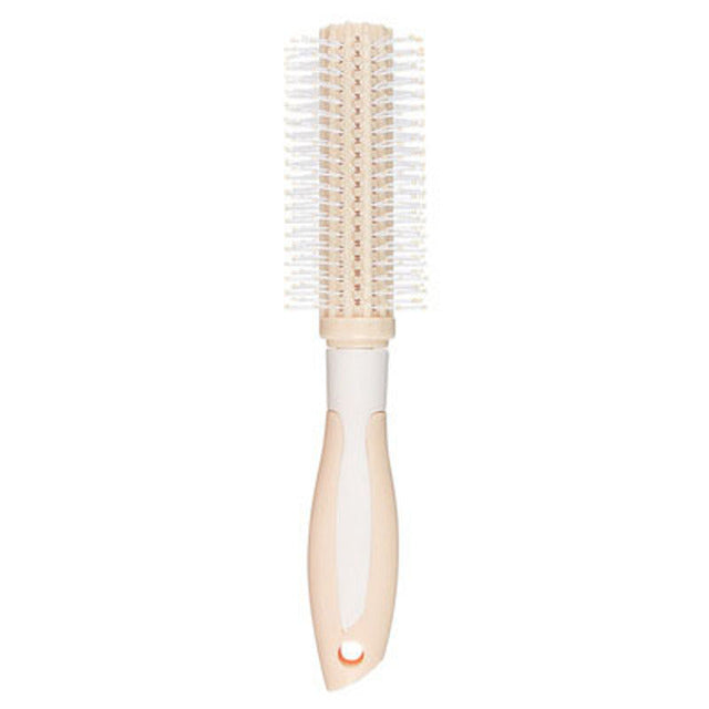Cream massage hair comb with flat handle and dense plastic bristles